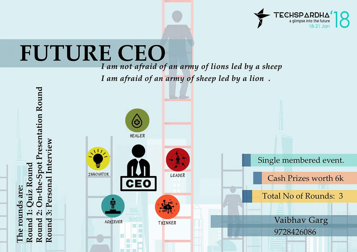 tsnitkkr's tweet photo. Prove yourself worthy enough to be a Future CEO, come and take part in the most entertaining and informative event of Techspardha 2018.
#ts18 https://t.co/MgeGvgubxS