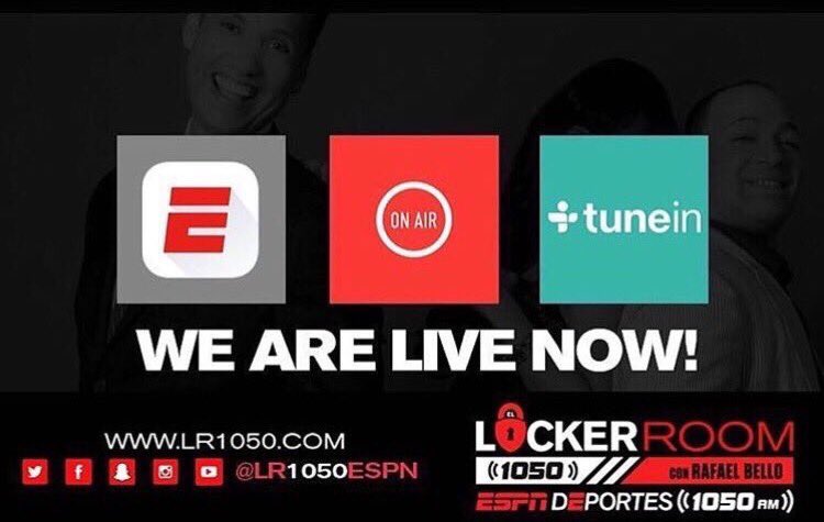 rafaelbello's tweet photo. Al aire el @LR1050espn por @ESPNDep1050AM. Sintoniza aquí: https://t.co/ym0uJz3fAQ. #LR1050 #LockerRoom1050 @bdoberardo @antoniopuesan @CristianMorenoD @SebasVidelaOK @JFleytasSports @AngiemHendez @walter9oficial https://t.co/wsJh3eNX0g