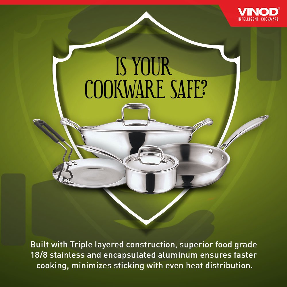 Vinod_Cookware's tweet image. Ever thought how safe is the cookware you use for cooking your food? Ahh ha... You need not worry when Vinod Cookware rules your kitchen everyday  #CookingSafe #SafeCookware #SafetyFirst