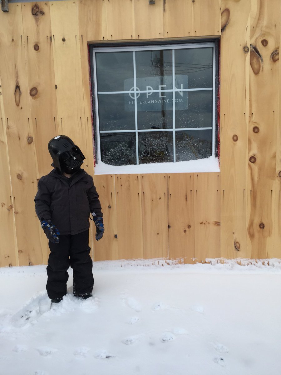 hinterlandwine's tweet photo. It may feel like 2.7 Kelvin out there (as cold as outer space) but we’re open. We’ll just let nature chill our sparkling. #PrinceEdwardCounty #StarWars #sparklingwine https://t.co/MYQV1EDoX7