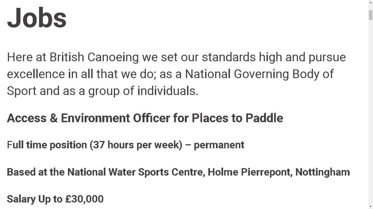 CanoeYorkshire's tweet photo. Heads-up: British Canoeing is recruiting - Access &amp; Environment Officer - deadline noon on Monday - please share :)

https://t.co/lYHQrtrGGY https://t.co/5RJtEmq831