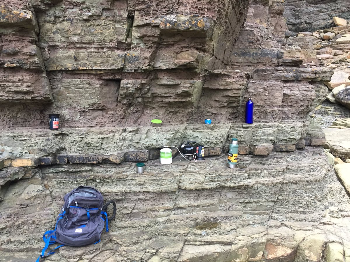 OrkneyUncovered's tweet photo. Leigh, Thor and Kinlay at the cliffs close to the Brough of Deerness today. The rock strata made the perfect shelf to cook our lunch.
#LeighandKinlay #OrkneyUncovered #ThortheDog https://t.co/AT6G7JFbaF