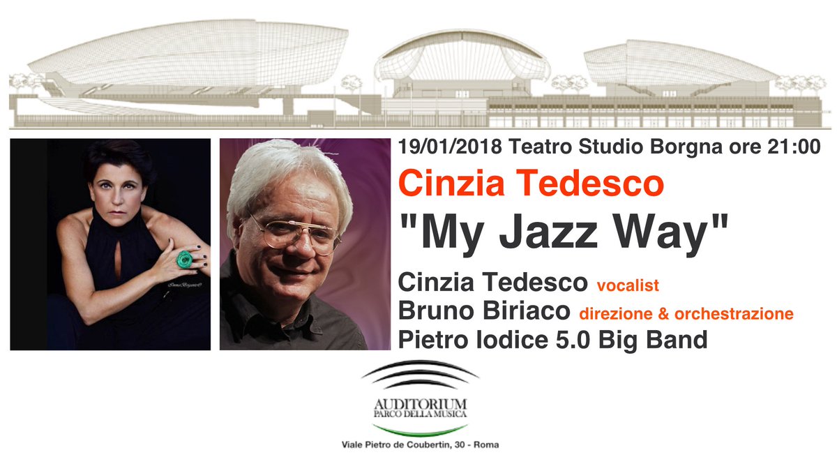 BrunoBiriaco's tweet photo. @jazzgranollers “My Jazz Way” an important #Jazz project at @AuditoriumPdM “Auditorium Parco della Musica” in Rome, Jan 19th, 2018. The music of Bob Dylan and Giuseppe Verdi in Jazz with lovely Cinzia Tedesco and a fabulous #BigBand conducted by @BrunoBiriaco. Not to be missed! https://t.co/E7WdInHyZc
