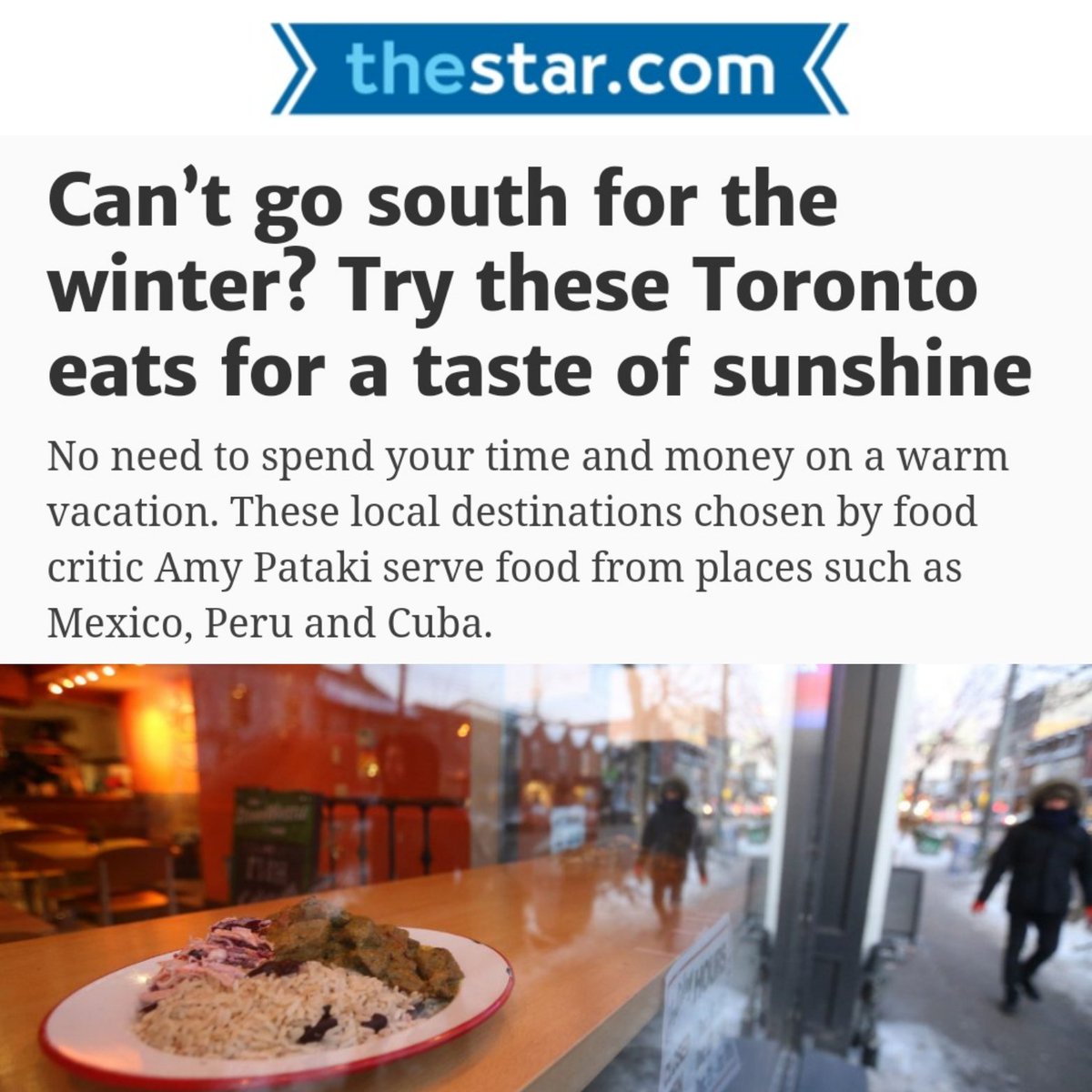 StreetShak's tweet photo. (1/3) We almost didn't believe it when Amy Pataki called to talk to Tony about our Curry Goat dish! Tony has read Amy's reviews for years (and he fanned out) !
💙
Amy Pataki included us in her latest Toronto Star article to give you a Taste of Sunshine! 🌅 https://t.co/6lHMvIneFs