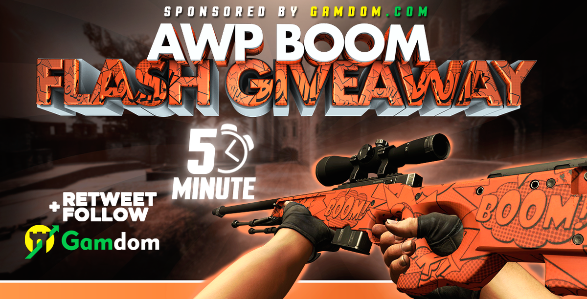 gamdom's tweet photo. ⛈️ Flash Giveaway ⛈️

🎁 Minimal Wear AWP | BOOM 🎁

✅ Retweet
✅ Follow us
✅ Reply with 2nd, 3⃣rd and Last character of your "@"Twitter(In Order)
✅ Visit https://t.co/iOPgBrB7rr

⚡️Winner will be picked in 5 minutes Good luck everyone!⚡️ https://t.co/gnTASI6Vay