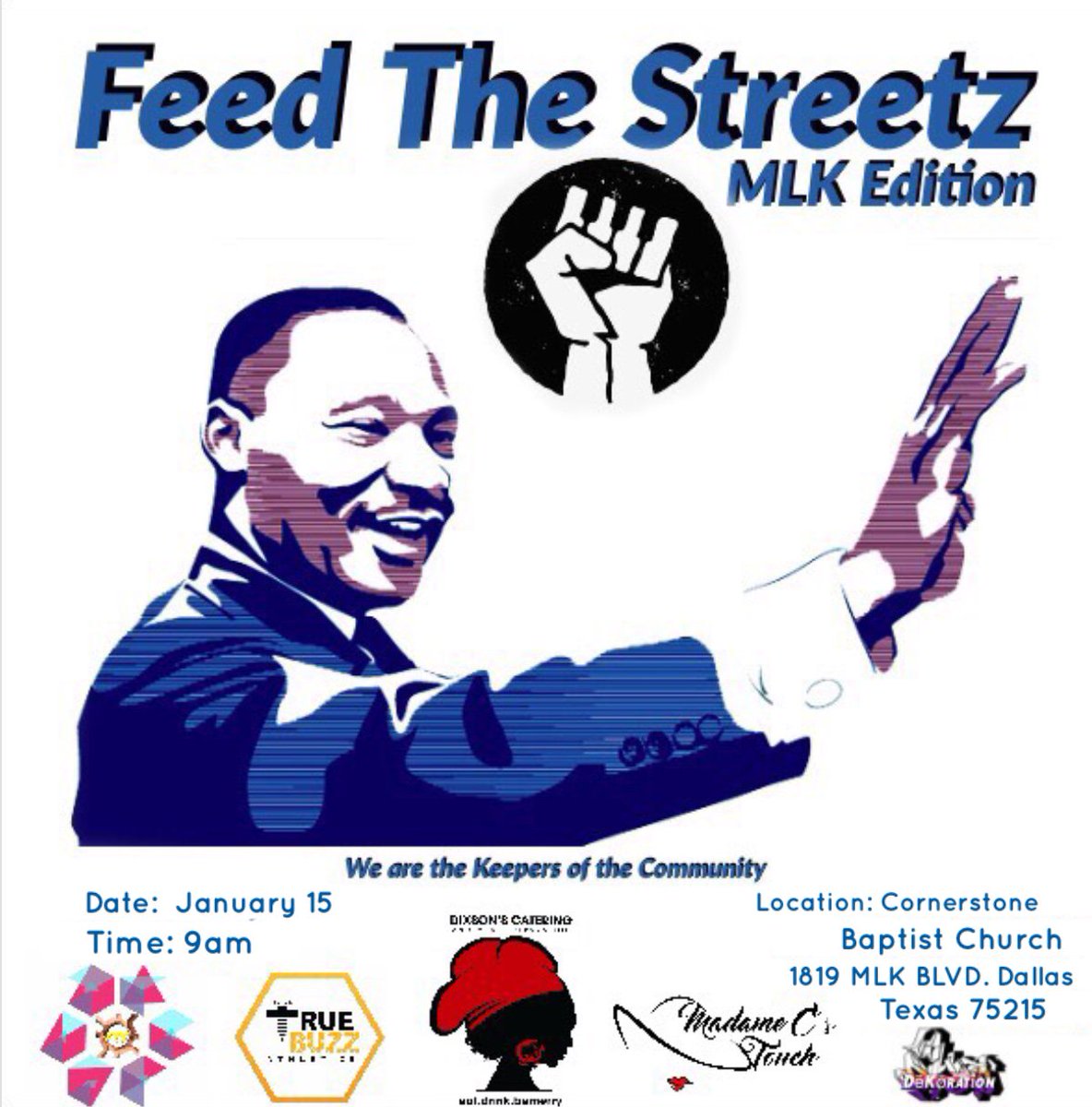 TheMadame_C's tweet photo. #FeedtheStreetz MLK Edition| Jan. 16 @9am |Cornerstone Baptist Church 1819 MLK BLVD Dallas TX | For more details on future events: @miss.kisses @jd_thejuicewoman @madammec_ #LoveYours #DDD #FeedtheStreetz #Outreach #Leadership #DallasHelpingDallas #MLK https://t.co/5z2Ksi4IS1