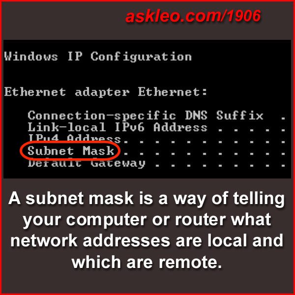 askleo's tweet image. A subnet mask is a way of telling your computer or router what network addresses are local and which are remote. - 
go.askleo.com/b/1906 #askleo #subnetmask