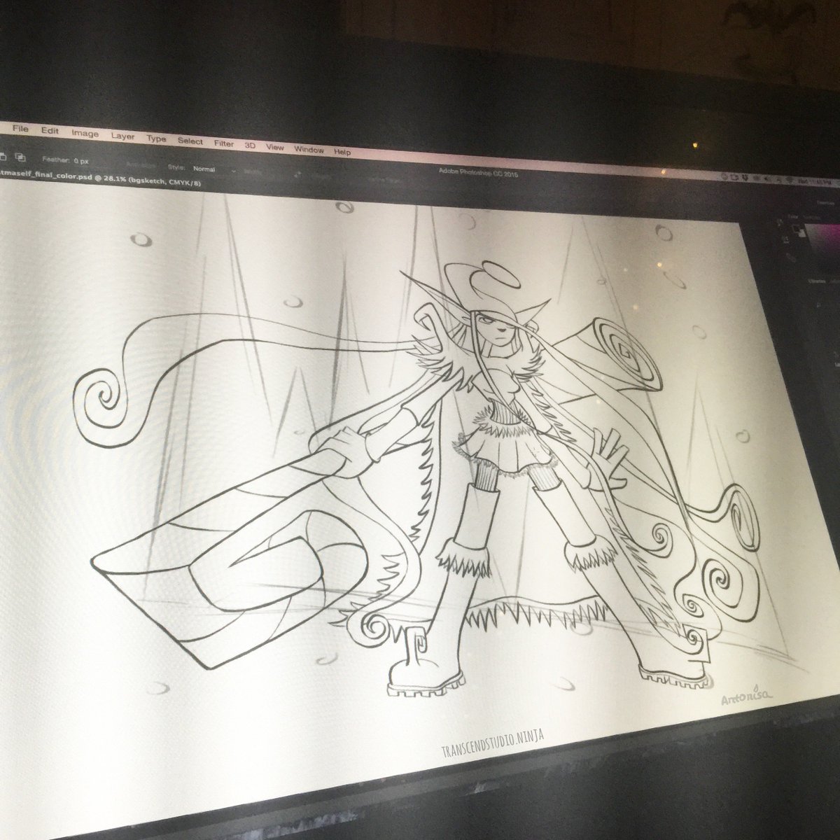 Progress pic of the linework/sketch process of a Christmas Themed Illustration I did. 😊🎄🎅❄️❤️💚👊🎄🎅❄️❤️💚👊🎄🎅❄️❤️💚👊🎄🎅❄️❤️💚👊 #digitalart #fantasyart