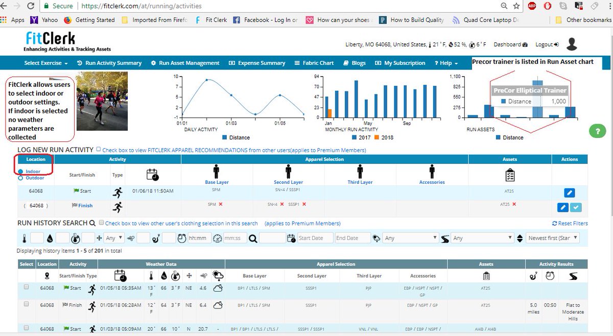 FitClerk's tweet photo. #fitclerk Software functionality applies to Indoor Exercise Equipment as well.  Record exercise results, footwear &amp; equipment age. Create maintenance schedule #betterrunning #kcrun #coldweatherrun #runchat https://t.co/BFAQe3MKnO