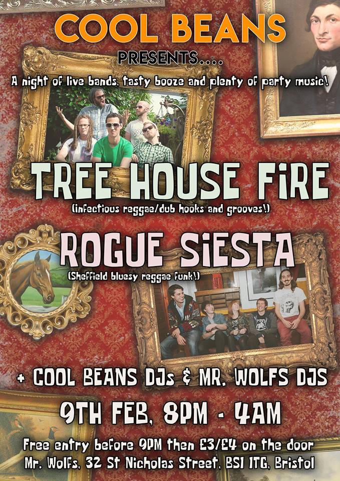 Cool_Beans_Prod's tweet photo. Delighted to be returning to @MrWolfsBristol on the 9th Feb! Performing on the night are the great @treehousefireuk and @RogueSiesta! + Cool Beans &amp; Mr Wolf's DJs until late. 
£3/£4 OTD! 
FB event: https://t.co/CNEB1uuyZ2
#bristolgigs #livemusic  #ska #reggae #funk #dryjanisover https://t.co/qDQ6FwhEWb