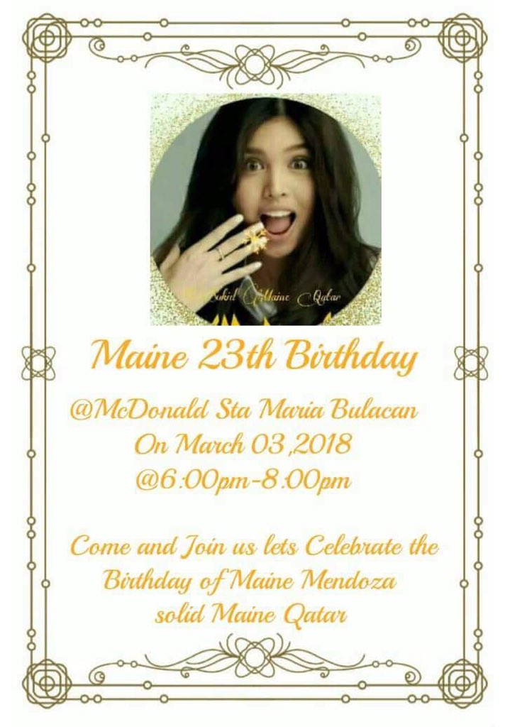 maine_Qatar's tweet photo. You're invited let's celebrate @maine23 🎉🎉🎉

Contact Details 
Eden- 09162364709
Vilma-09151829427
MALOU- +97430423756

👇🏻👇🏻👇🏻
#MaineMendoza https://t.co/L11wtid4BG