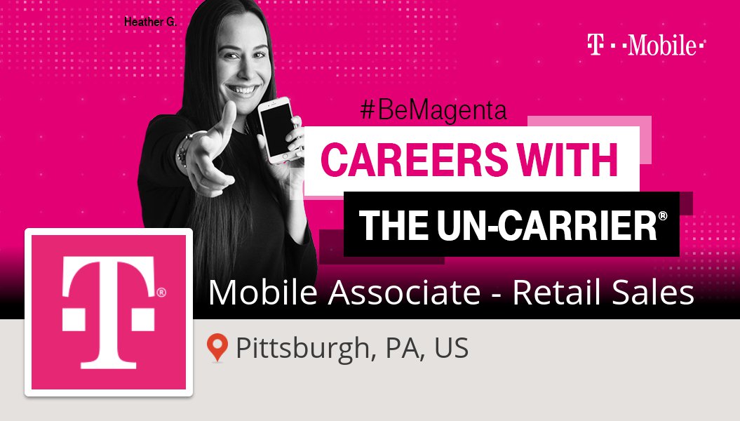 lea_shari's tweet photo. Mobile Associate - #Retail #Sales (#job) wanted in #Pittsburgh. #TMobileCareers https://t.co/8x1CkuDKuZ #BeMagenta https://t.co/V8vVF0HDyG
