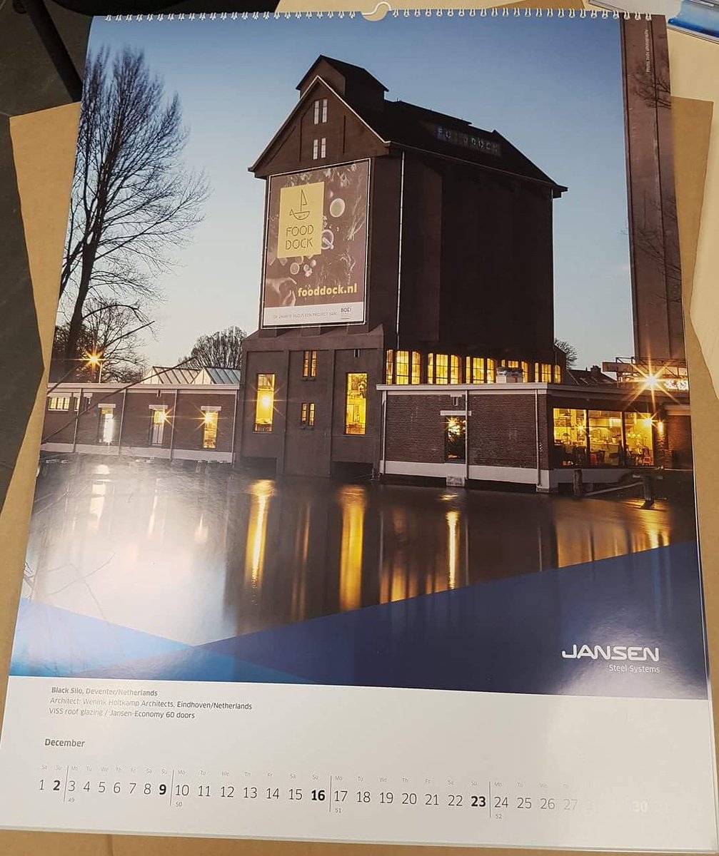 Staan we zomaar op een Zwitserse kalender! Met de Zwarte Silo in Deventer. #erfgoed #liefdevooroudegebouwen