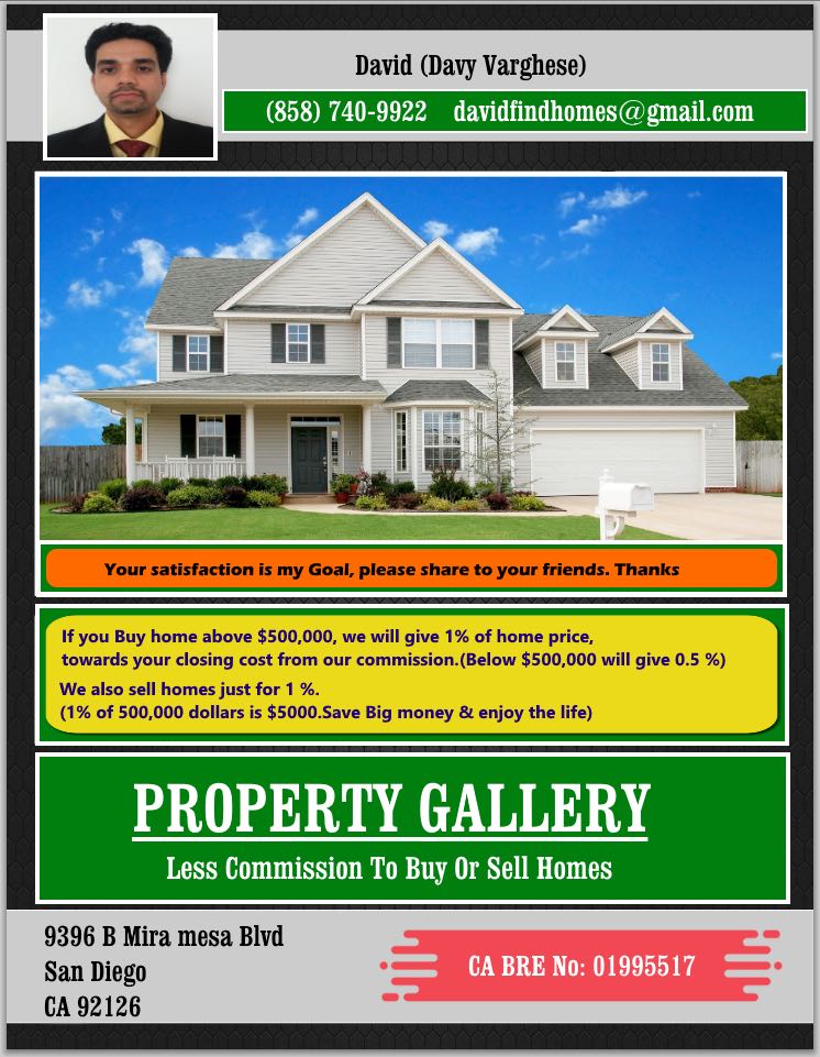 DavidRealEagent's tweet image. Save Big money....when u buy or sell home.I will give u 1 %of home price to ur closing cost from my commission.Realtor- David(Davy-858-740-9922) Pls call or text.thks.