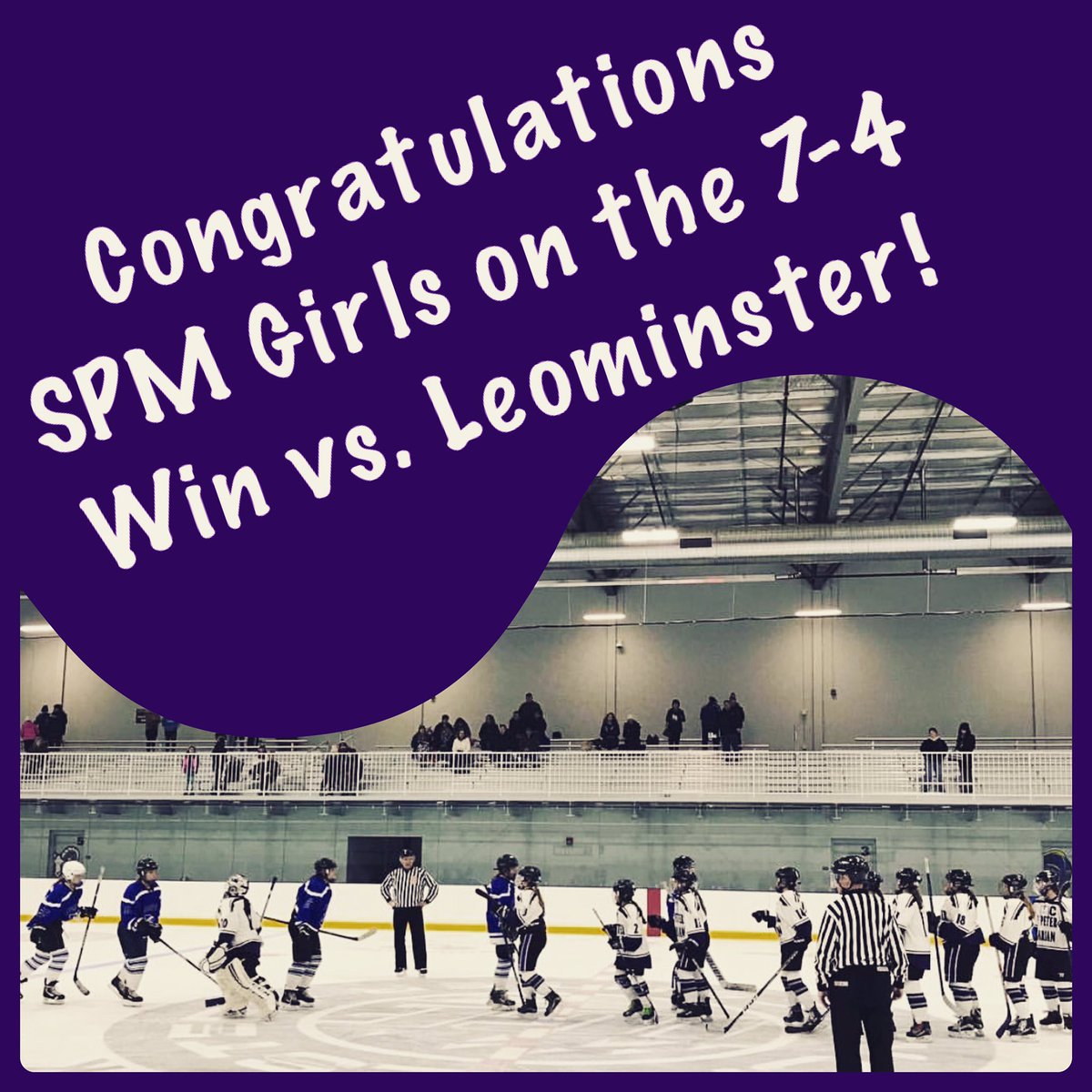 WorcesterIce's tweet photo. Great game tonight at the #worcestericecenter - Congratulations to @SPMGirlsHockey on the win over Leominster! https://t.co/Izi8NjTYbZ