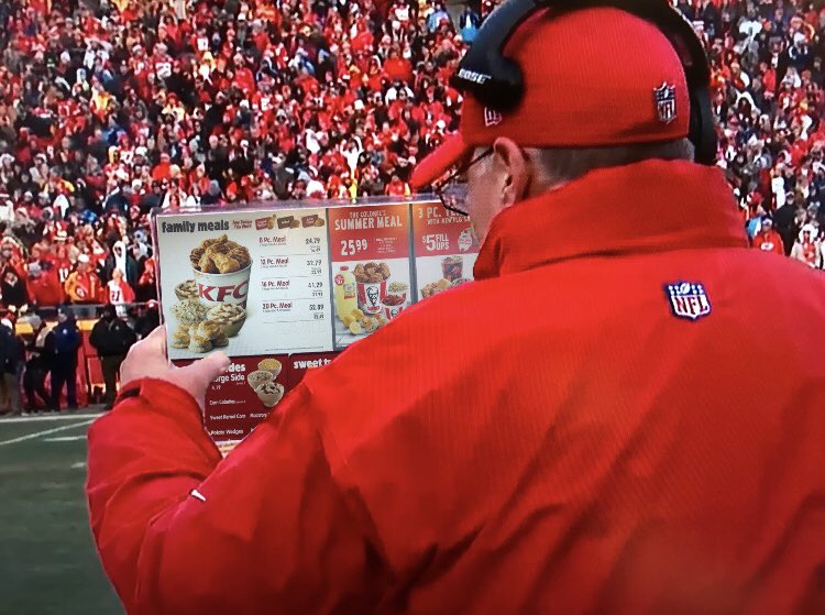 thedreamgiver's tweet photo. ESPN captured a closeup of Chiefs head coach Andy Reid calling plays today. #TENvsKC https://t.co/58yfmiNWhG