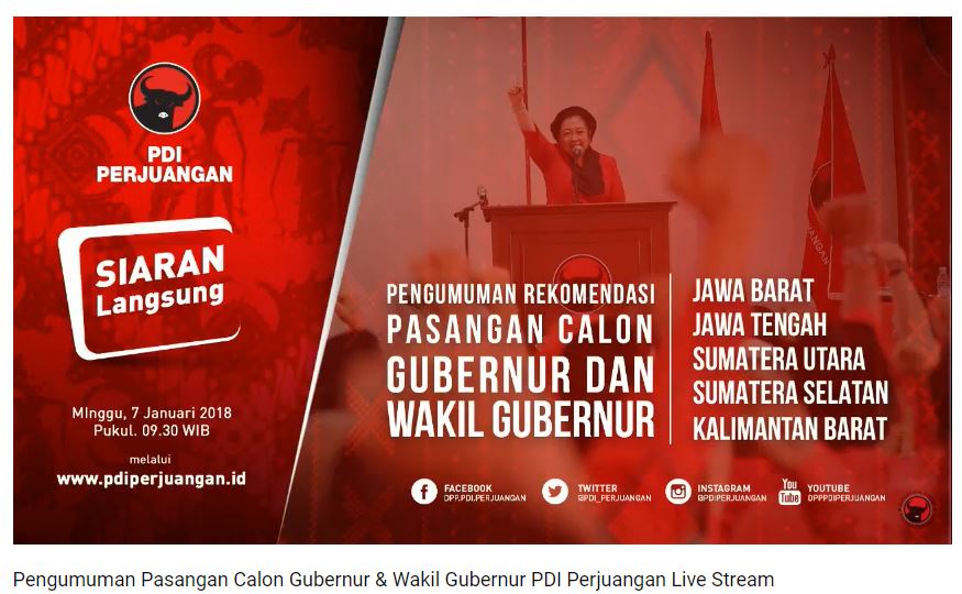 Live Streaming Pengumuman Pasangan Calon Gubernur &amp; Wakil Gubernur Jabar, Jateng, Sumut, Sumsel, dan Kalbar youtube.com/watch?v=v0-1Hs…