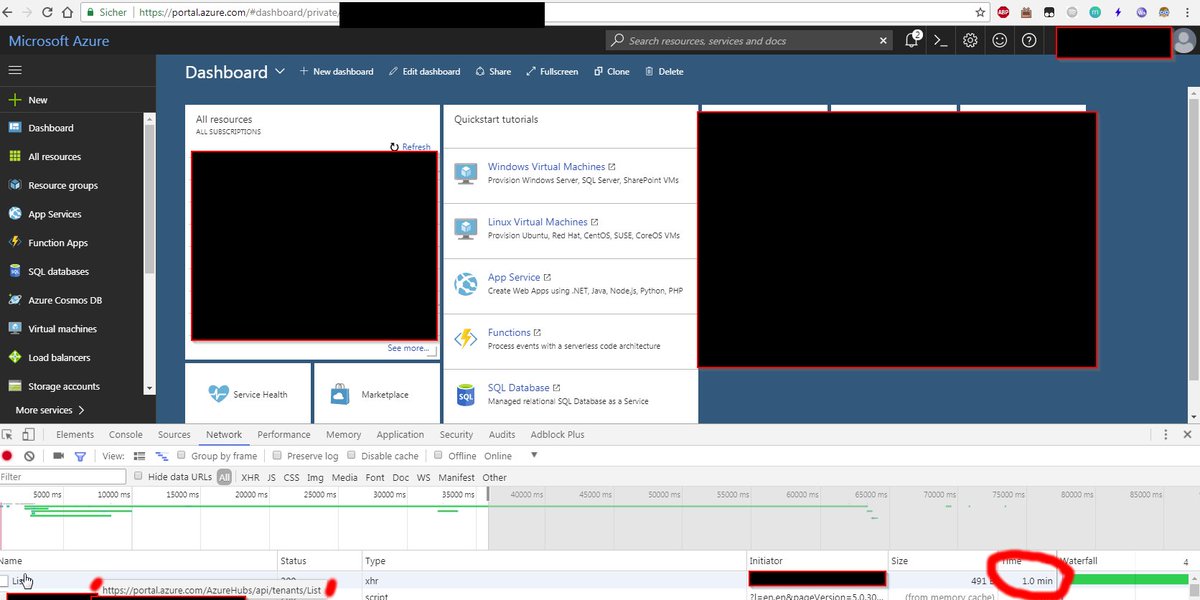 atomy1's tweet photo. @AzureSupport Hi there, recently we started to expire slow loading of the available directories in azure. I figured out that the AJAX Request for that takes around 1 Minute to complete, are you aware of that performance issue? Anything I can do to speed that back up again? https://t.co/Ko16puwb63