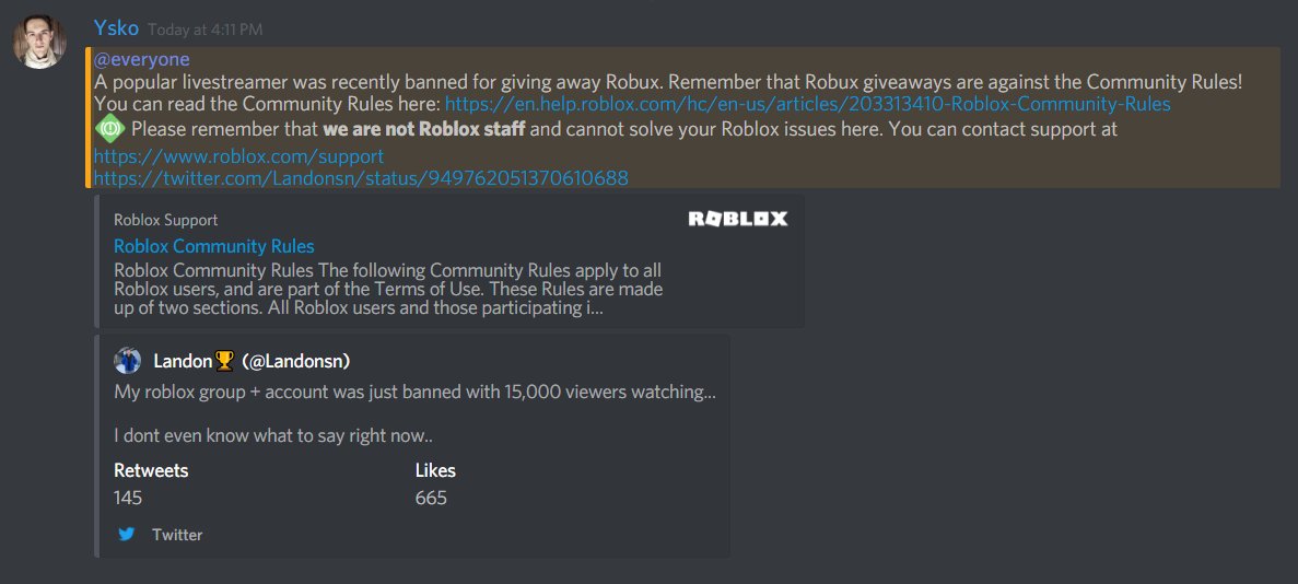 Bloxy News On Twitter A Message From The Roblox Discord