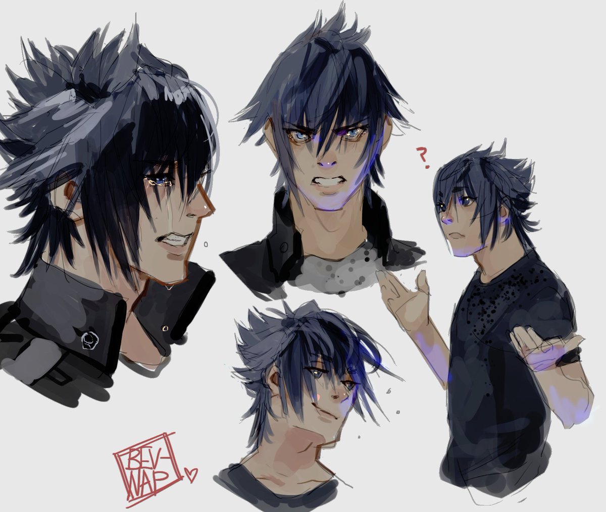 Bev Nap on Twitter: "Practicing expressions with my art muse: Noctis #
