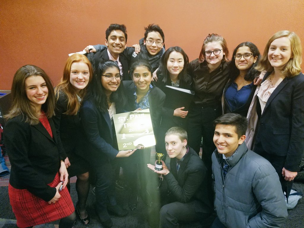 MsJacksonEPHS's tweet photo. Hard to get a good pic with hardware this shiny 😎 Congrats to Larionova at Law, EPMT's newest team, for taking SECOND out of 29 teams today (special SO to captain Karen Larionova, who placed in top 5 best witnesses)! So unbelievably proud of everyone's hard work! @ConnMcCartan https://t.co/thM90Dva5W