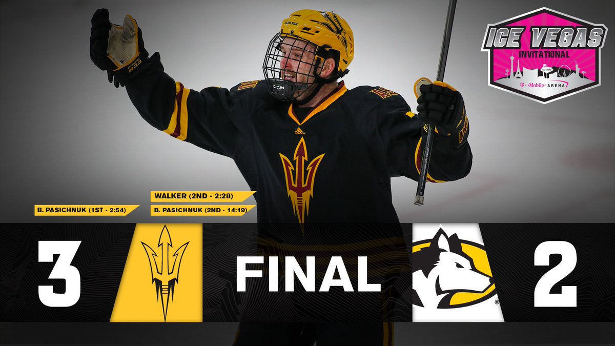 SunDevilHockey's tweet image. DEVILS WIN DEVILS WIN!!!

ASU snags its first ever tournament win in program history! #IceVegas