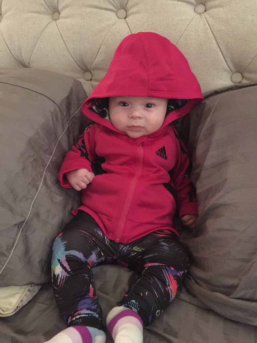 JackieMoore33's tweet photo. Ellie Kaye is rocking the @adidas outfit! Check out the tights! It's never too early to be introduced to @3StripeLife1! #babysundevil https://t.co/wLvudFttao