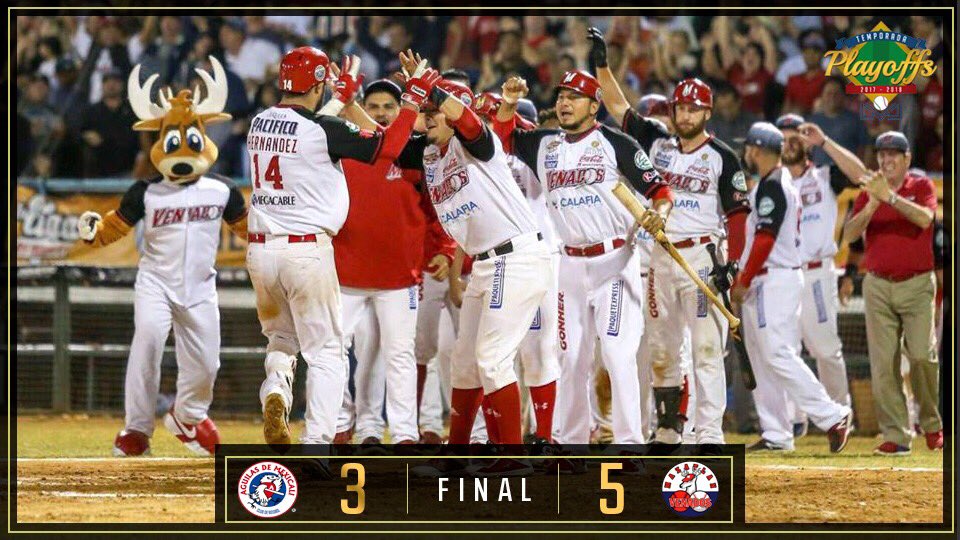 JUSTICIA DIVINA🙌🏼 🔥!GANARON LOS VENADOS!🔥 y nos quedamos con el juego 5 de la serie repesca 💪🏼⚾️ #PelirojoTeam ❤️ #PlayoffsLMP 🏆⚾️

PG: Jesús Barraza 
SV: Nick Struck

Brian Hernández 4-2 | HR | 3 RBI
Aneury Tavarez 3-3 | RBI