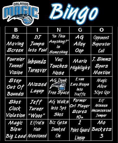 OZoneEd's tweet photo. This should make watching the Magic more fun :] #MagicBingo https://t.co/URJdf89QBB