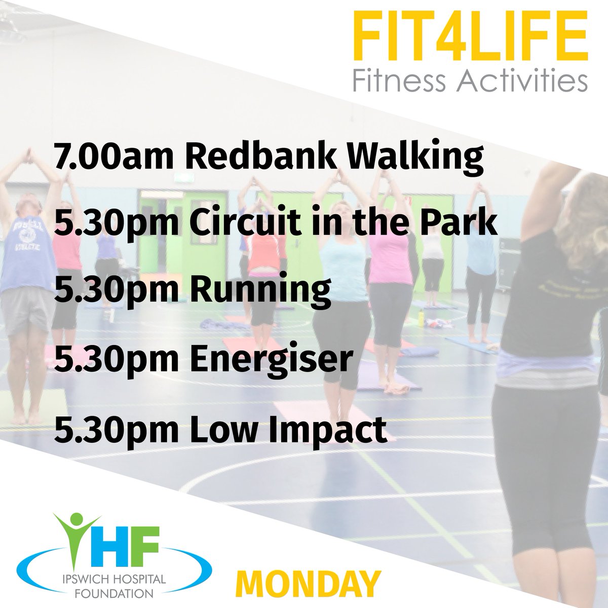 They're back!  IHF Fit4Life Fitness Activities return from tomorrow, Monday 8th January.  

Please note: Energiser returns Monday 15th Jan &amp; Low Impact returns Monday 22nd Jan

ow.ly/NIZX30hAQXK