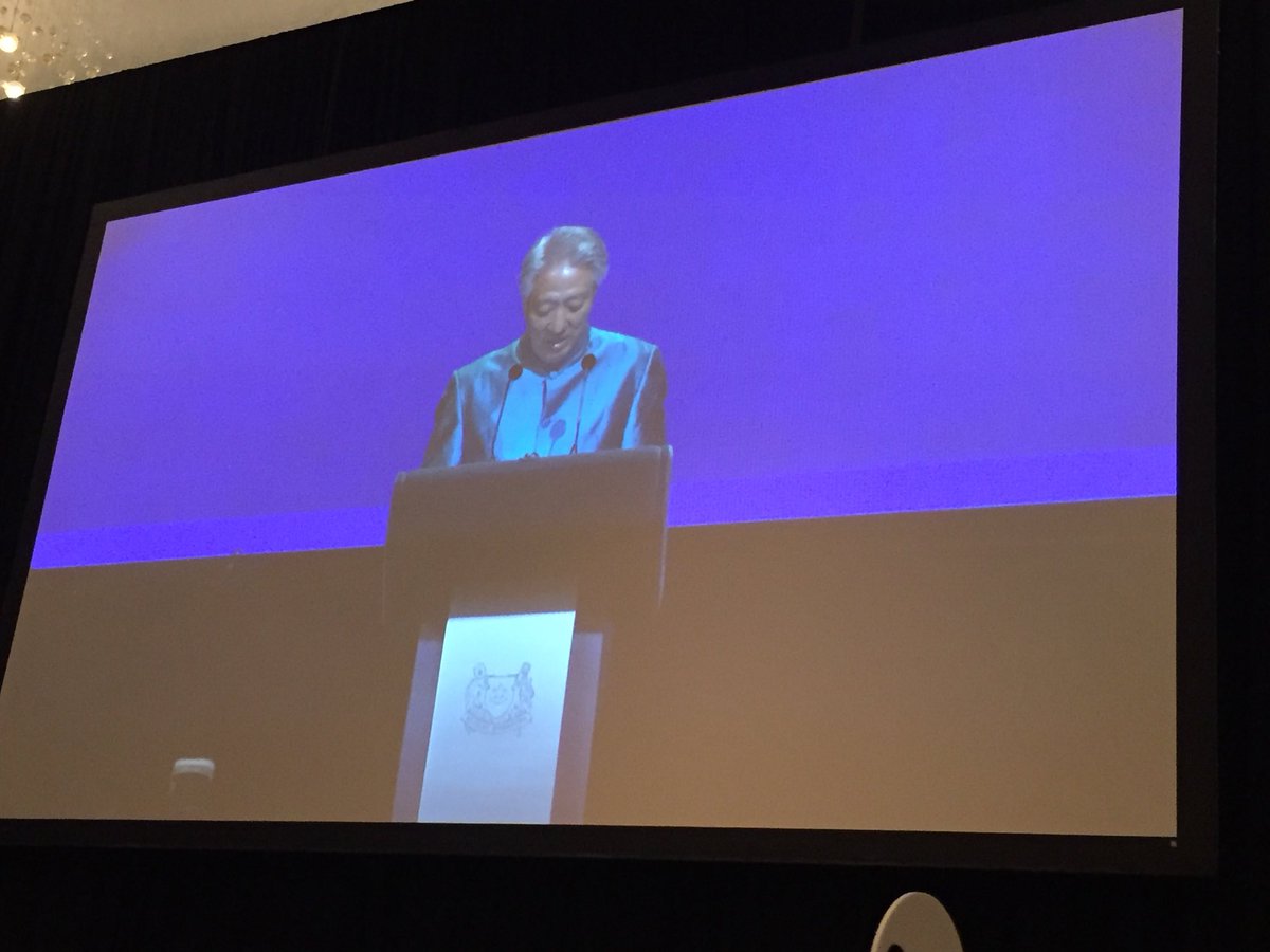 ahemrajani's tweet photo. @teocheehean Singapore’s Deputy Prime Minister wearing traditional Indian garb, remarked on India being the country with the largest number of companies in #Singapore #PBD2018SG @IndiainSingapor https://t.co/5UoOO3qd6i