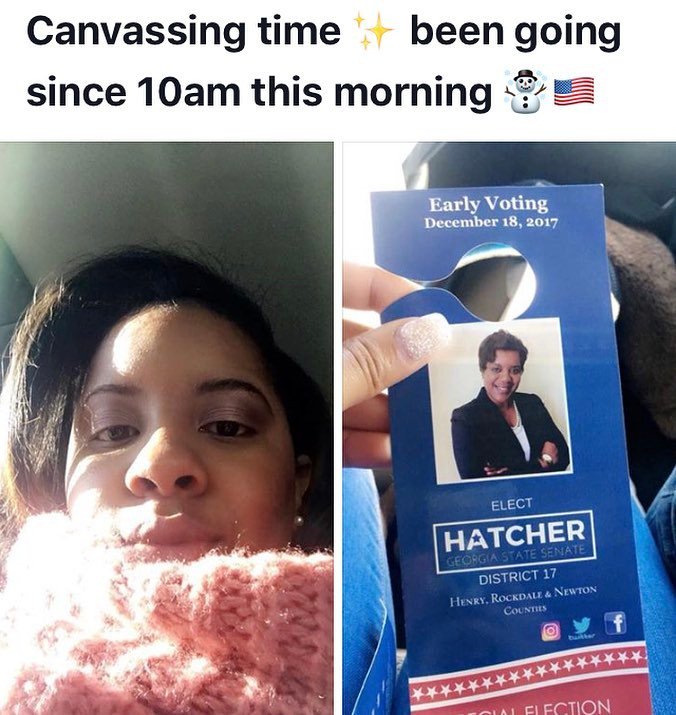 WeSearchBlog's tweet photo. #electphyllishatcher #electphyllis2016 #VoteJan9 #ElectHER๐ #PhyllisHatcher for #Georgia #State #Senate #D17 It is cold but we're working to #FlipThe17๐๐๐ฝ https://t.co/NtMp2yZDSK