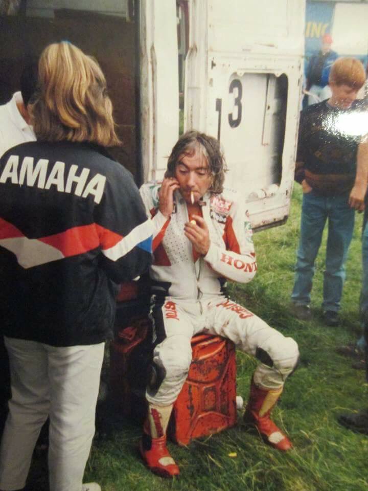 Joey Dunlop chilling Heath and safety would go mad now sat on a petrol can having a fag 😊