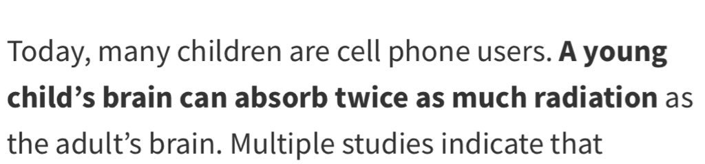 waveblocker's tweet image. Children’s brains absorb twice as much radiation from cell phones