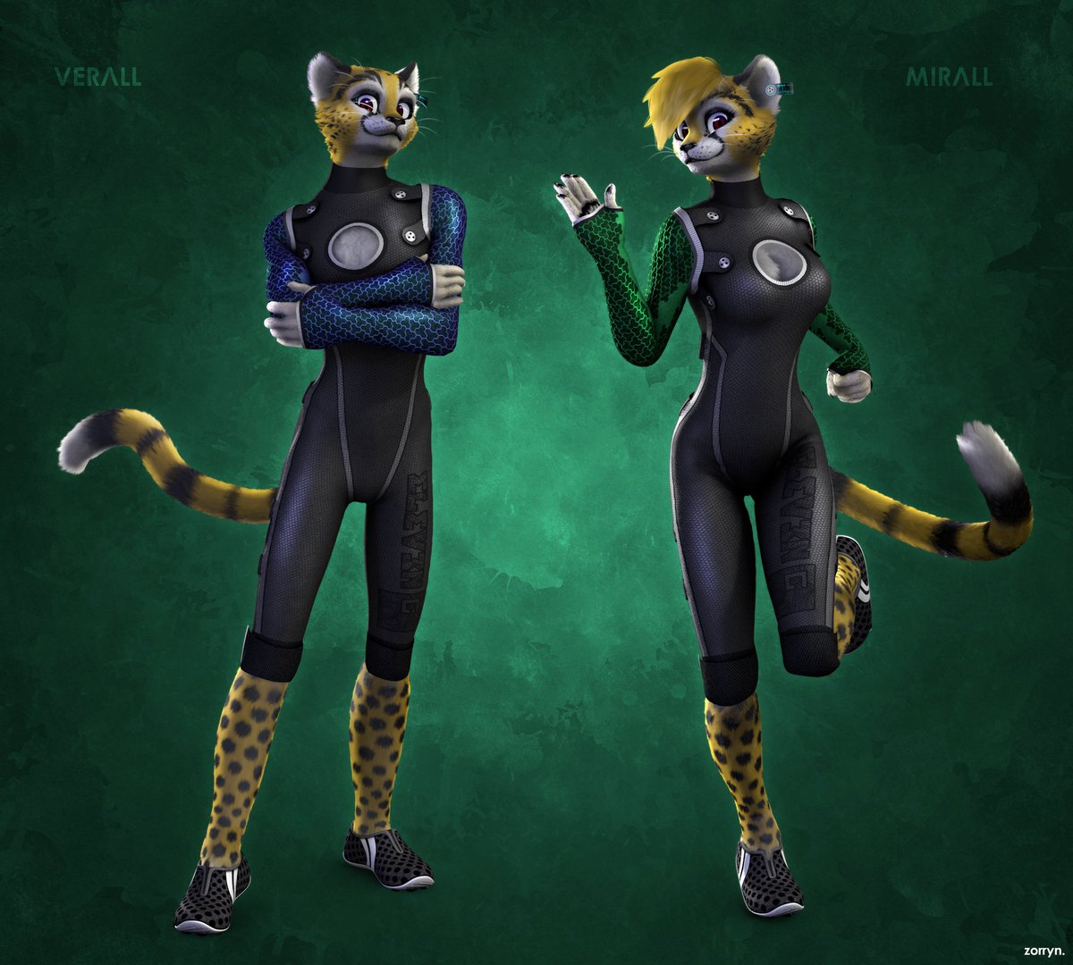 zorryn_art's tweet photo. I overhauled Verall's suit - and well, he actually has a female sports companion - no they are not twins - they were just produced on the same date, in the same batch XD
#zorryn #verall #mirall #transduced #3dmodeling #cinema4d #c4d #cgi #cheetah #furry #furryart #scifi https://t.co/dhd8IWqTVx