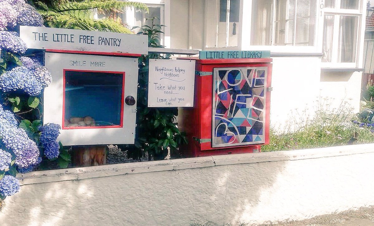 PGrinneback's tweet photo. “Take what you need. Leave what you can.” Let’s have more of these in the world! #thelittlefreepantry #littlefreelibrary on Osbourne Street, Waltham. #inspirational https://t.co/i1mYJtWL0p