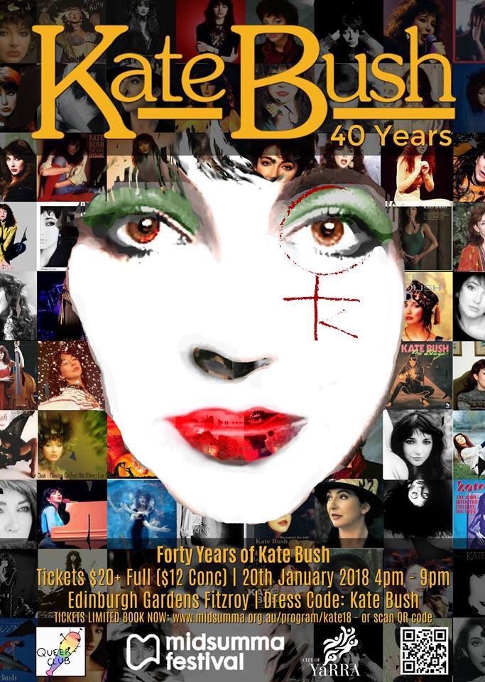 MyMuses's tweet photo. Calling #Melbourne #KateBush fans #midsumma #kate40 happening on 20th Jan at Edinburgh Gardens Fitzroy Nth FB event page https://t.co/b0X4jJGUCF… https://t.co/LzffIwAuVh