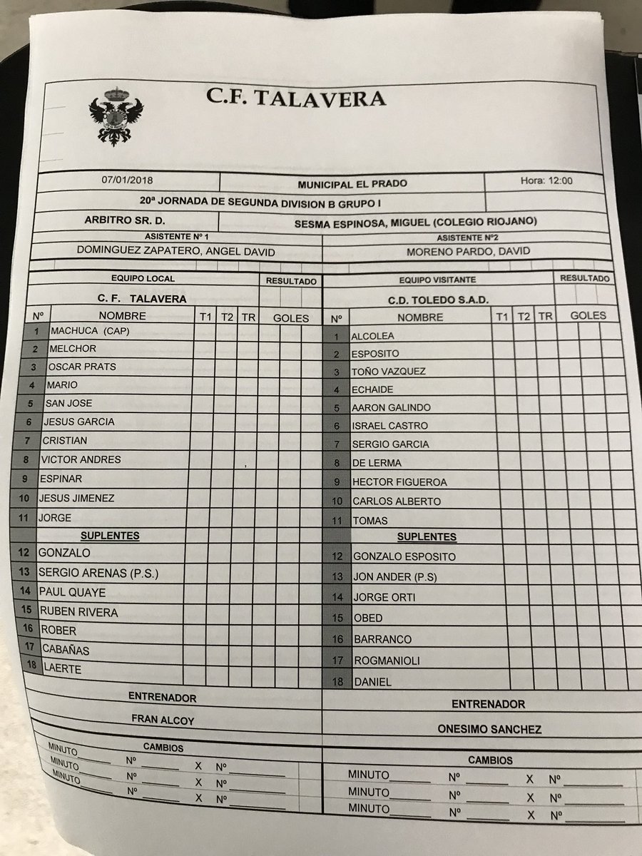 CFTalavera's tweet photo. Alineaciones confirmadas!!!! #derby #TalvsTol #VamosTala https://t.co/1OX8Zl32UB