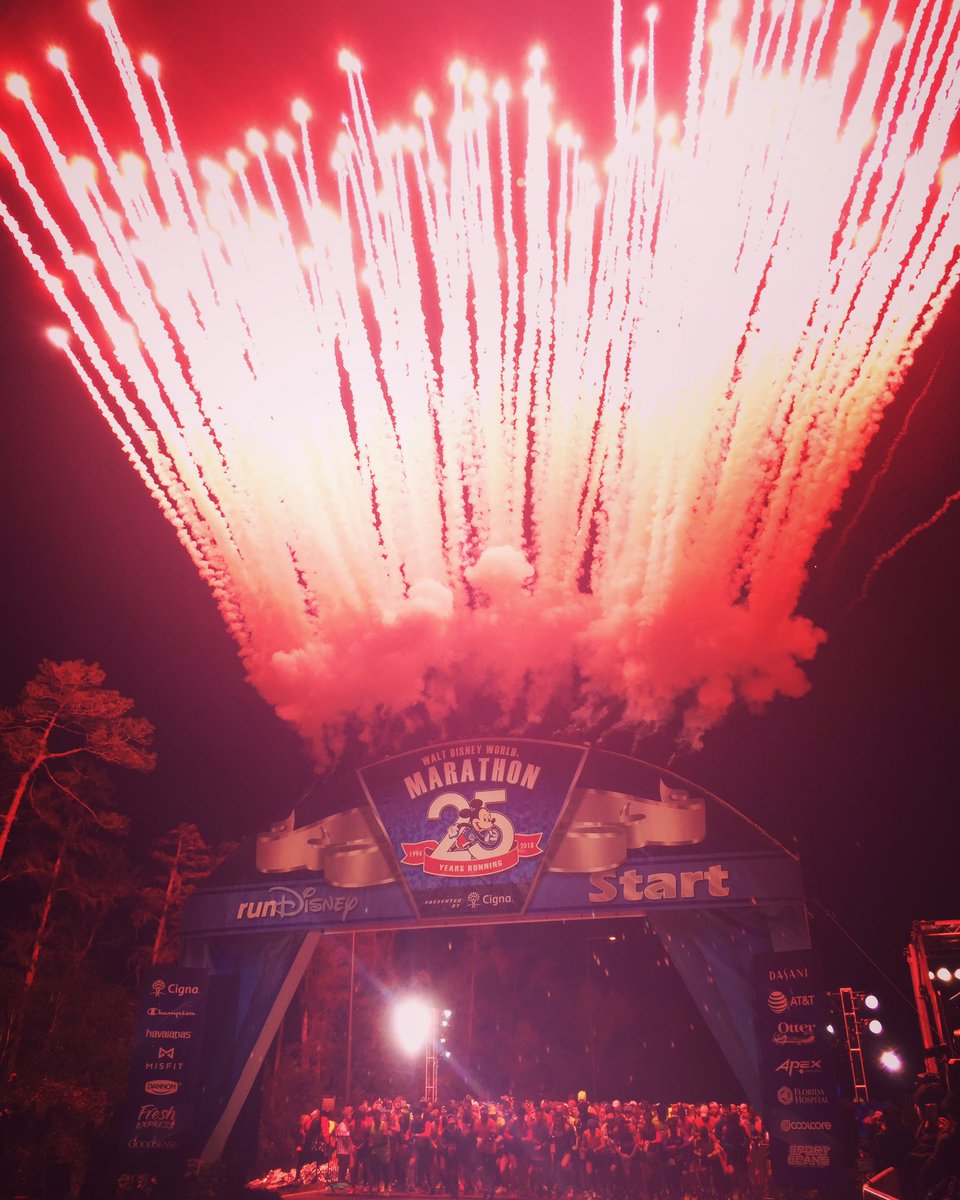 runDisney's tweet photo. It's a celebration that’s been 25 years in the making! Good luck to today’s runners in the 2018 @WaltDisneyWorld Marathon, presented by @Cigna! #WDWMarathon25 https://t.co/YTpbiljv1n
