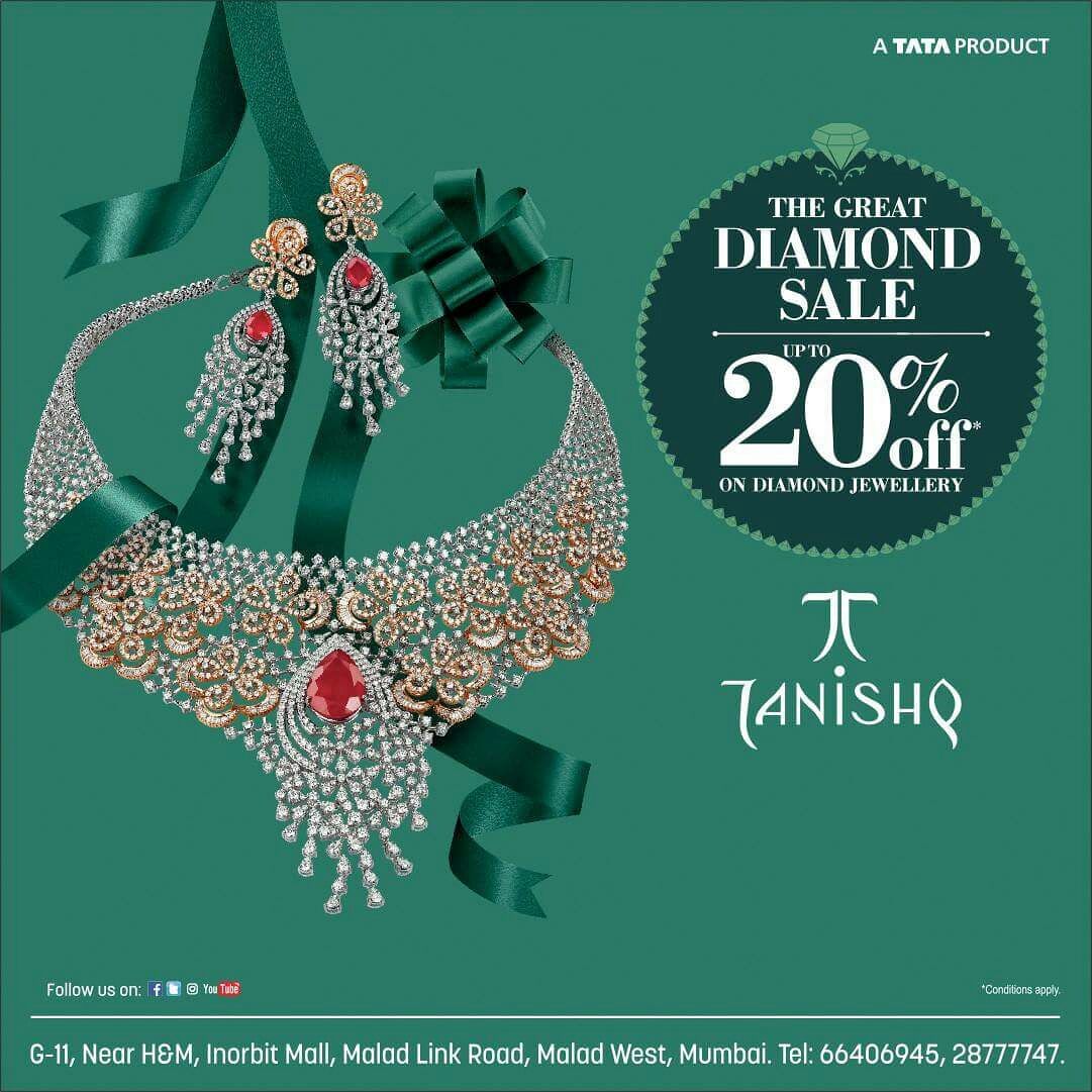 InorbitMall's tweet photo. Shine brighter with glittery diamonds from @TanishqJewelry. Rush to the store at #InorbitMalad, for diamonds on sale! T&amp;C apply* https://t.co/YeCVuBrAR9