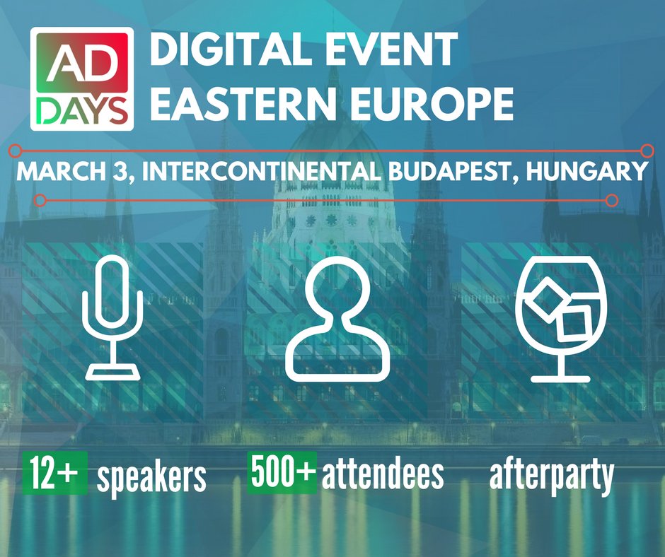 addays_events's tweet photo. Hey!

ADdays Eastern Europe gives to you an opportunity to communicate with leaders of the digital marketing industry during the conference and the after-party. The welcoming atmosphere of ADdays events implies building business contacts and friendly trustful relations as well. https://t.co/abp6hXfASE