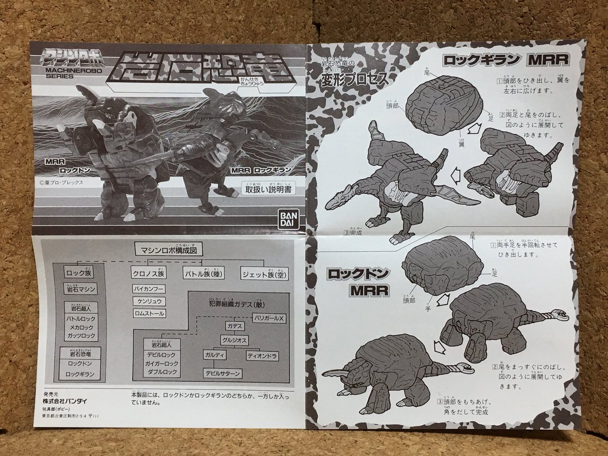マシンロボ 岩石恐竜 ロックドン なんと、取説がロックギランと共通。