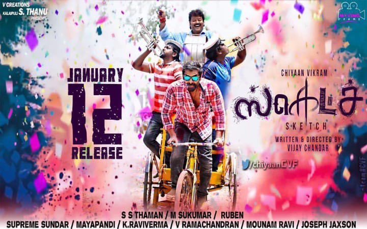 _K_V_R_'s tweet photo. #RT @chiyaanCVF: RT @MusicThaman: On 12th !!
#sketch
Can’t wait u guys to listen the #bgm
Thanks for the love for the songs
#kannavekannave
#cheenichillalae
#achibuchi
#Dhaadikaara
&
#VaanamThoorammalae
♥️
#themeofsketch will be released so… https://t.co/ogNFkg8z70