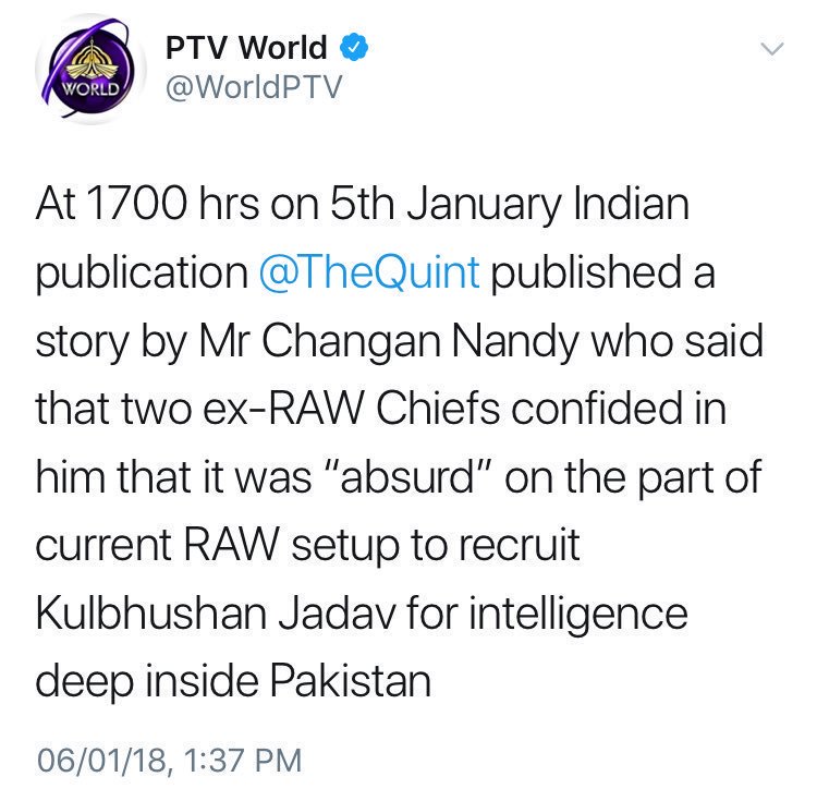 iAjayThakur's tweet photo. पाकिस्तान परस्ती की सारी हदों को तोड़ते हुए @TheQuint ने #KulbhushanJhadav के बारे मे जो आर्टिकल लिखा उससे इतना तो पता लग गया है कि #RamjasCollege और #JNU में देश विरोधी नारे का समर्थन करने वाला यह न्यूज़ पोर्टल बंद होने लायक ही है।
#BlockQuint
#BlockTheQuint https://t.co/9pHnQVXucX