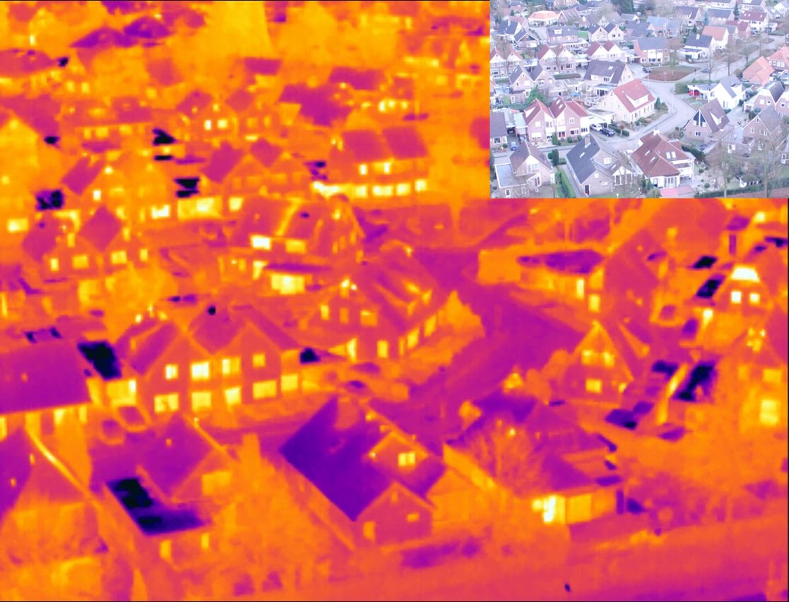 NLEye3's tweet photo. Diverse energielekken worden zichtbaar. #Duurzaamheid #milieu #Gemeente #Overijssel #VvE #vastgoed #Drone #Space53 #UAV #FLIR #warmtebeeld #energielekken #installatie https://t.co/pX3o3pP9oA