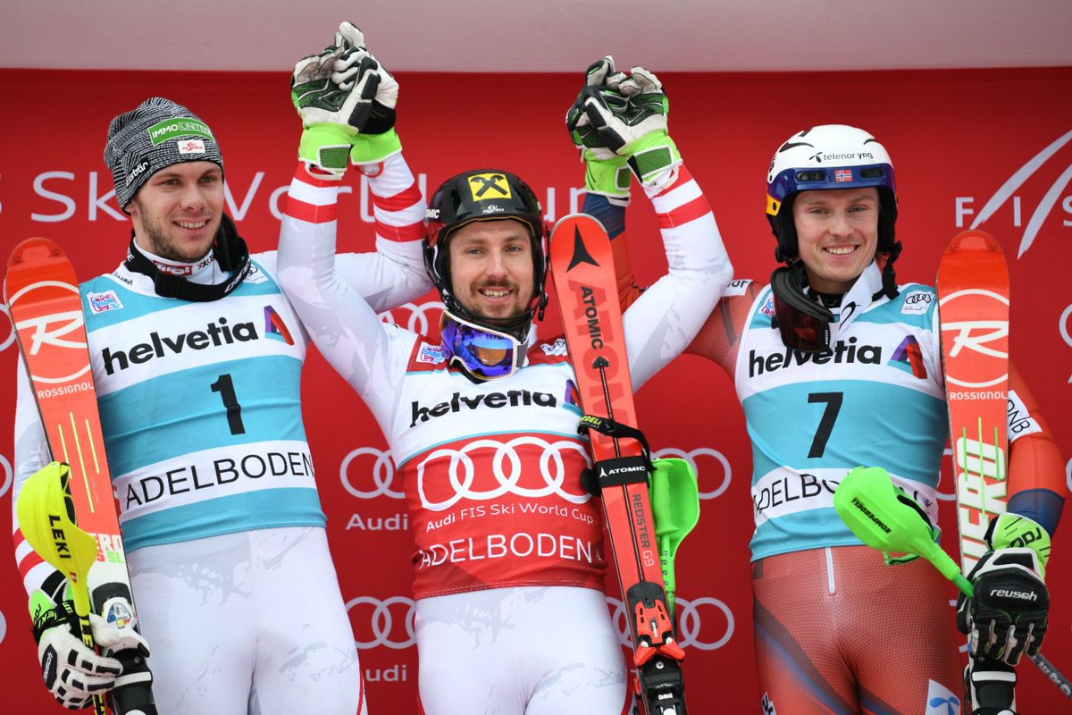 Die drei erfolgreichsten Chuenisbärgli Bezwinger. 1. <a href="/MarcelHirscher/">Marcel Hirscher</a> 2. Michael Matt 3. <a href="/H_Kristoffersen/">Henrik Kristoffersen</a> #adelboden18