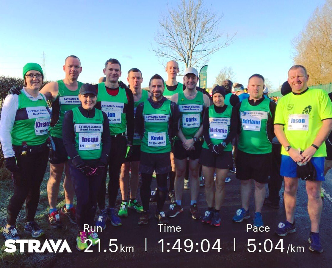 Kev_C_Murray's tweet photo. Central Lancashire New Years Half Marathon.  First half of the year and erm a 2018 PB 😉#Strava #running #lancashire #LSARRC https://t.co/5inuzBPWFu