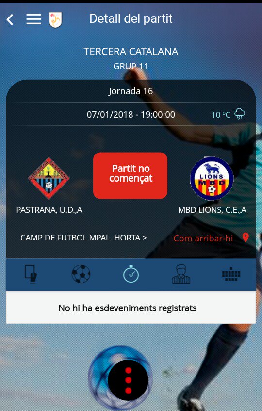 Si teniu ganes de fútbol, recordeu que aquesta tarda juga a casa el nostre filial, la <a href="/udpastranahorta/">U.D PASTRANA-HORTA</a> 
📍#FiC⚽
🕖19h
Jornada 16 de #3cat11 vs. <a href="/MBD_LIONS/">MBD LIONS</a> 
Entrada gratuita.
#VamosPastrana