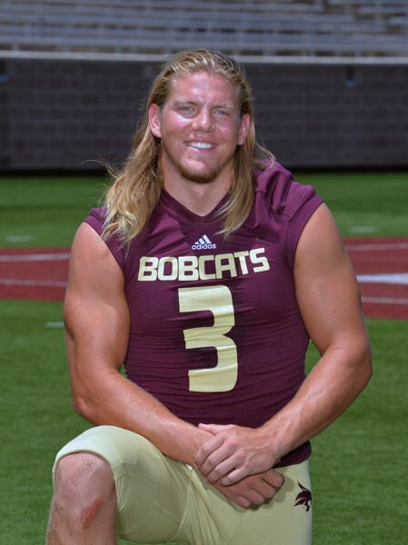 TXSTATEFOOTBALL's tweet photo. Good luck to @Mayo_Man_3 in the playoffs! Our staff is in Charlotte supporting you! @TxStateBobcats #EatEmUpCats @WeAreAFCA @Panthers #KeepPounding https://t.co/40JM8OCEoL