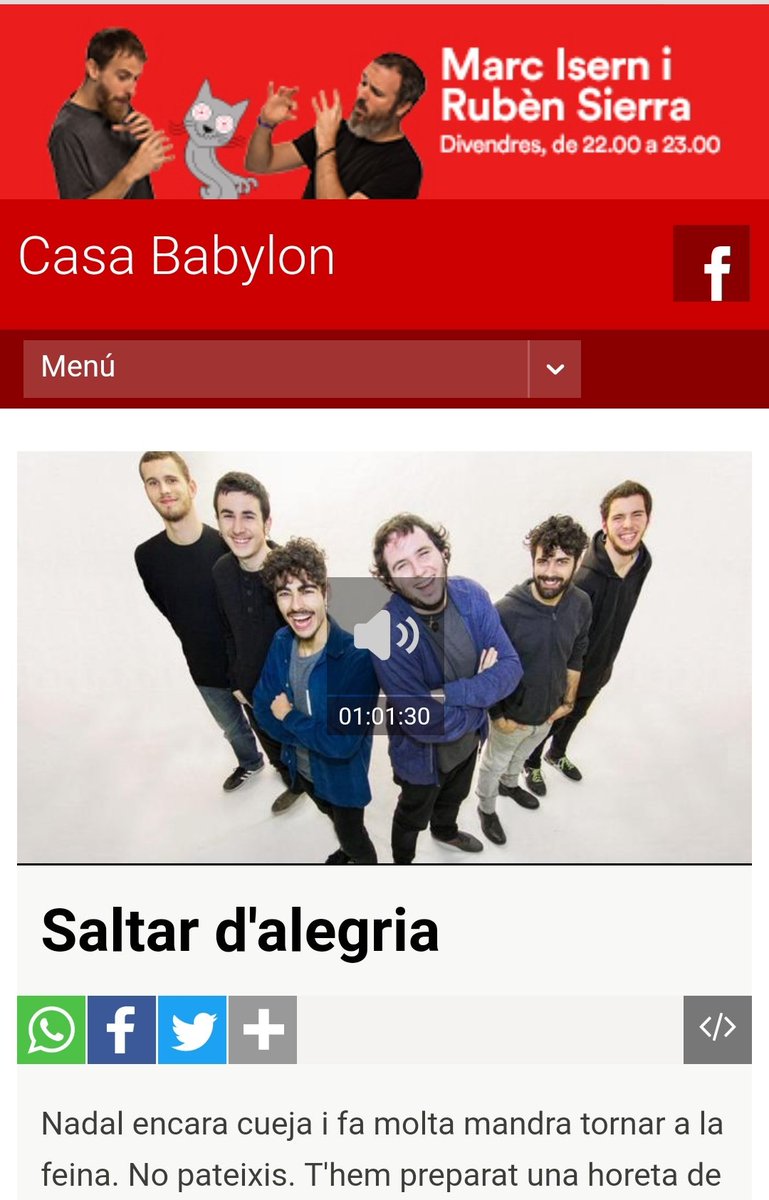 💥Te recomiendo una dosis de música diferente! 💥 Escucha mi programa de radio junto a <a href="/vibracom/">Vibra Comunicació</a> en @iCatfm #CasaBabylon ⬇️⬇️⬇️⬇️ ccma.cat/catradio/alaca…